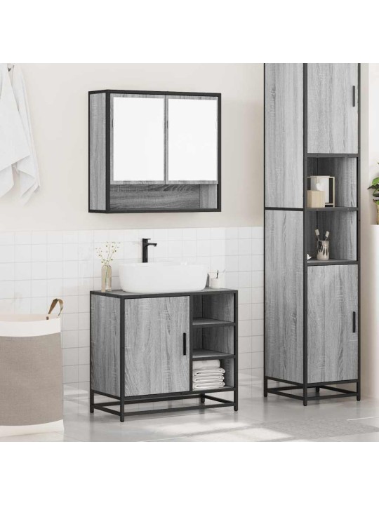2-OSALINE VANNITOAMÖÖBLI KOMPLEKT, HALL SONOMA TAMM, TEHISPUIT