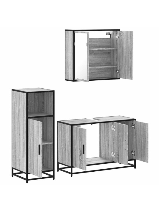 3-OSALINE VANNITOAMÖÖBLI KOMPLEKT, HALL SONOMA TAMM, TEHISPUIT