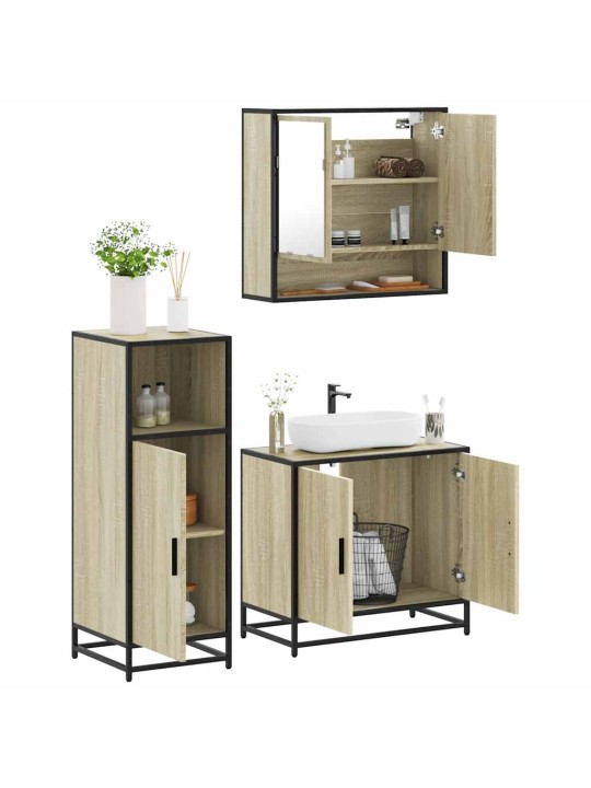3-OSALINE VANNITOA MÖÖBLIKOMPLEKT, SONOMA TAMM, TEHISPUIT