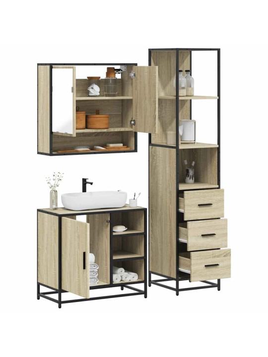 3-OSALINE VANNITOA MÖÖBLIKOMPLEKT, SONOMA TAMM, TEHISPUIT