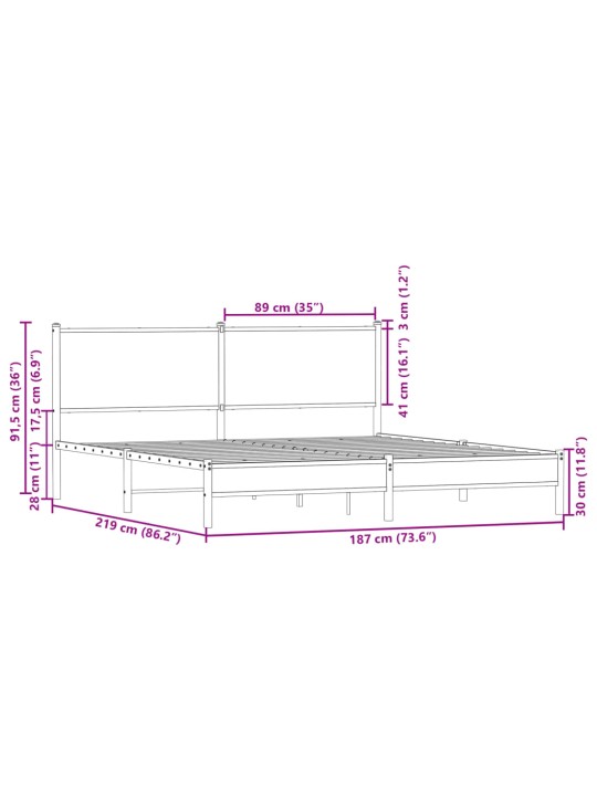 METALLIST VOODIRAAM ILMA MADRATSITA PRUUN TAMM 183X213 CM