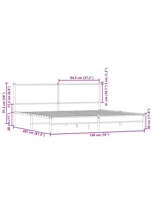 METALLIST VOODIRAAM ILMA MADRATSITA PRUUN TAMM 193X203 CM