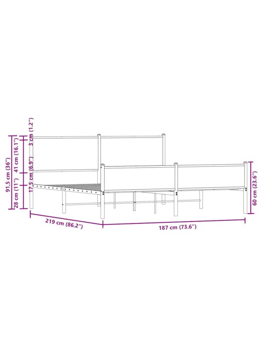 METALLIST VOODIRAAM ILMA MADRATSITA PRUUN TAMM 183X213 CM