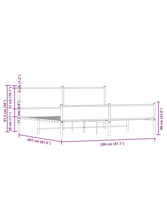 METALLIST VOODIRAAM ILMA MADRATSITA PRUUN TAMM 200X200 CM