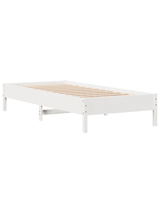 Voodiraam ilma madratsita, valge, 75 x 190 cm, männipuit