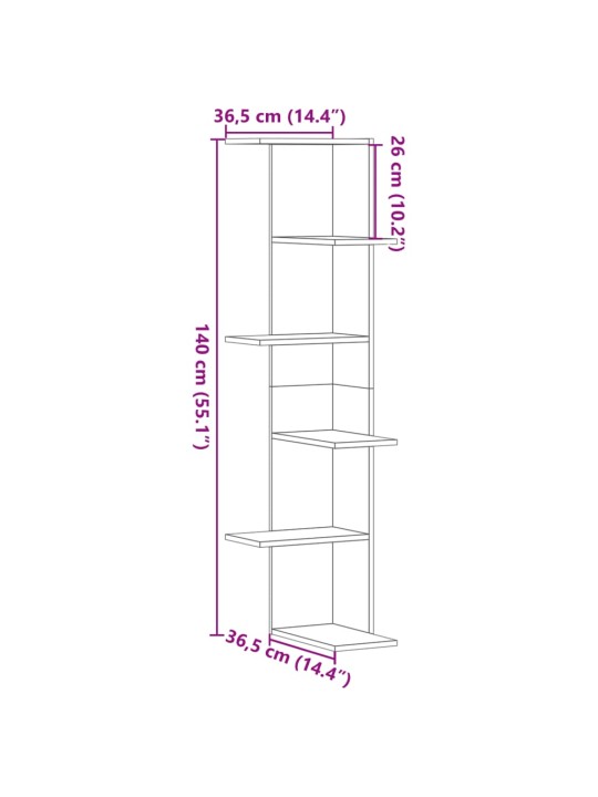 Seina nurgariiul, hall sonoma tamm, 36,5x36,5x140 cm, tehispuit