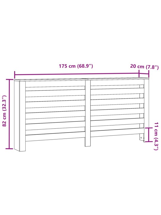 Radiaatori kate, vana puidu, 175x20x82 cm, tehispuit