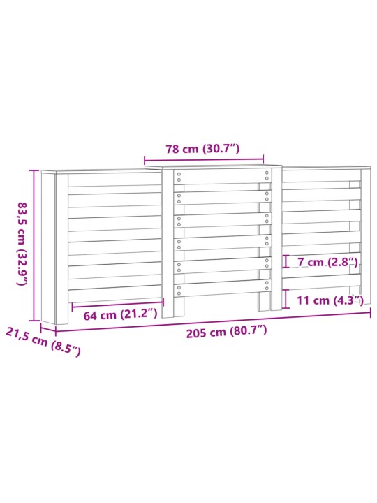 Radiaatori kate, betoonhall, 205x21,5x83,5 cm, tehispuit