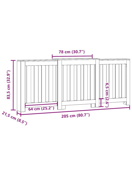 Radiaatori kate, suitsutatud tamm, 205x21,5x83,5 cm, tehispuit