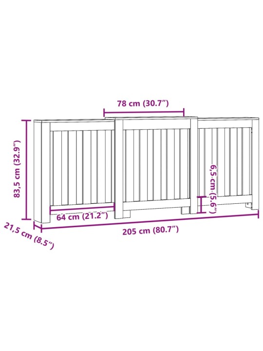 Radiaatori kate, hall sonoma tamm, 205x21,5x83,5 cm, tehispuit