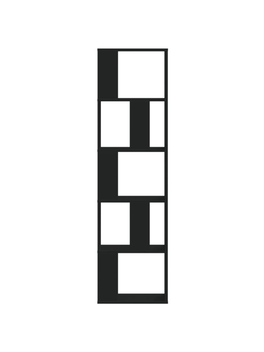 Raamaturiiul 5-korruseline, must, 45x23,5x162,5 cm, tehispuit
