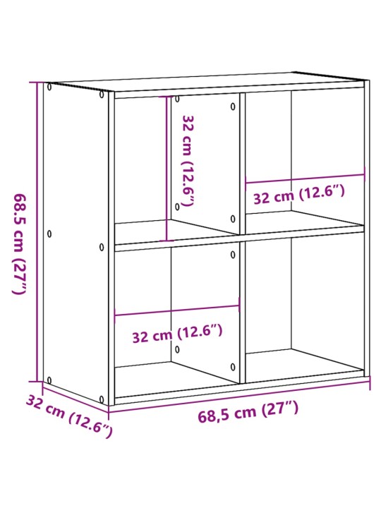 Raamaturiiul, suitsutatud tamm, 68,5x32x68,5 cm, tehispuit