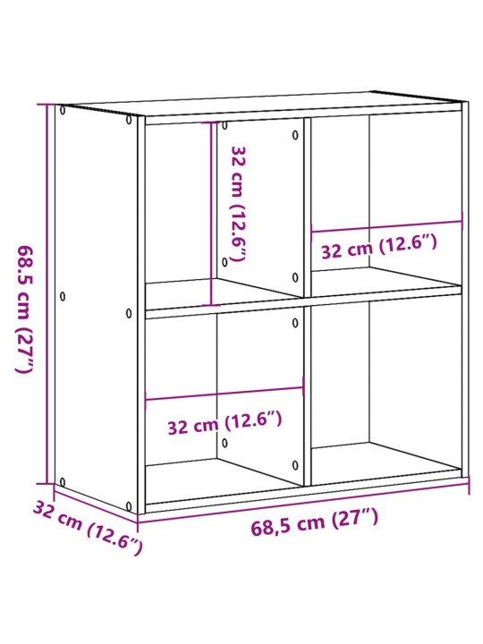 Raamaturiiul, hall sonoma tamm, 68,5x32x68,5 cm, tehispuit