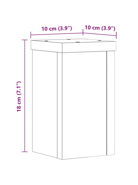 Taimealused 2 tk, valge, 10x10x18 cm, tehispuit