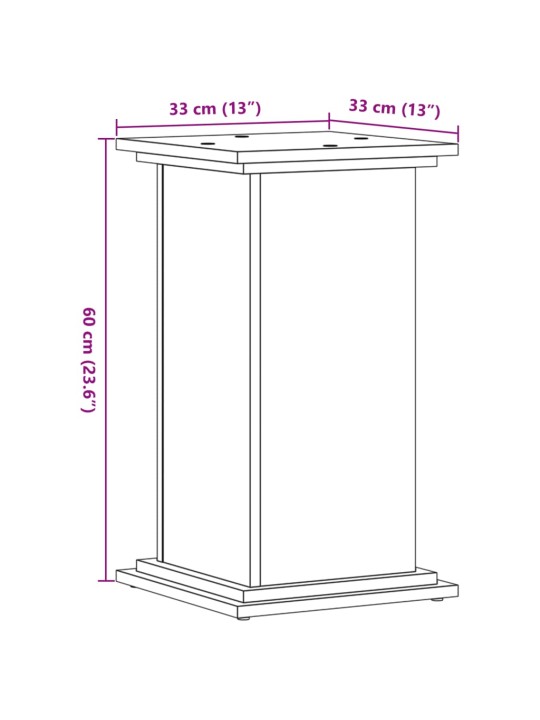 Taimealus, hall sonoma tamm, 33x33x60 cm, tehispuit