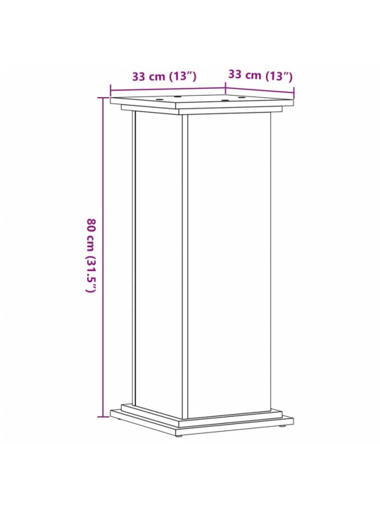 Taimealus, hall sonoma tamm, 33 x 33 x 80 cm, tehispuit