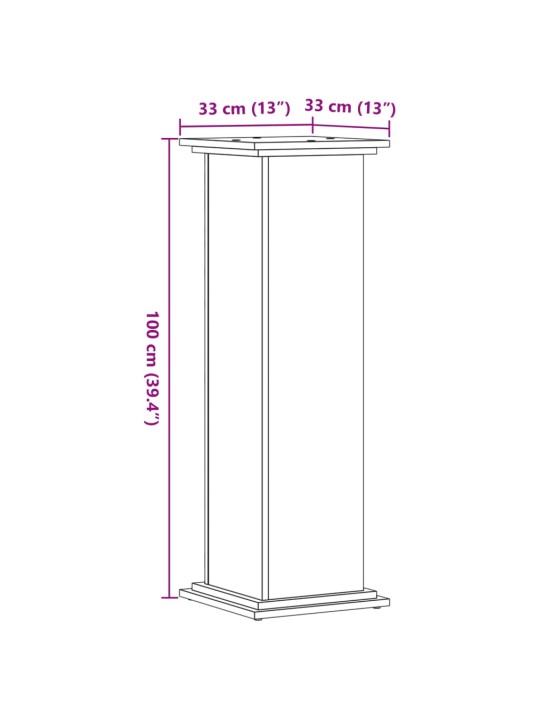 Taimealus, suitsutatud tamm, 33 x 33 x 100 cm, tehispuit