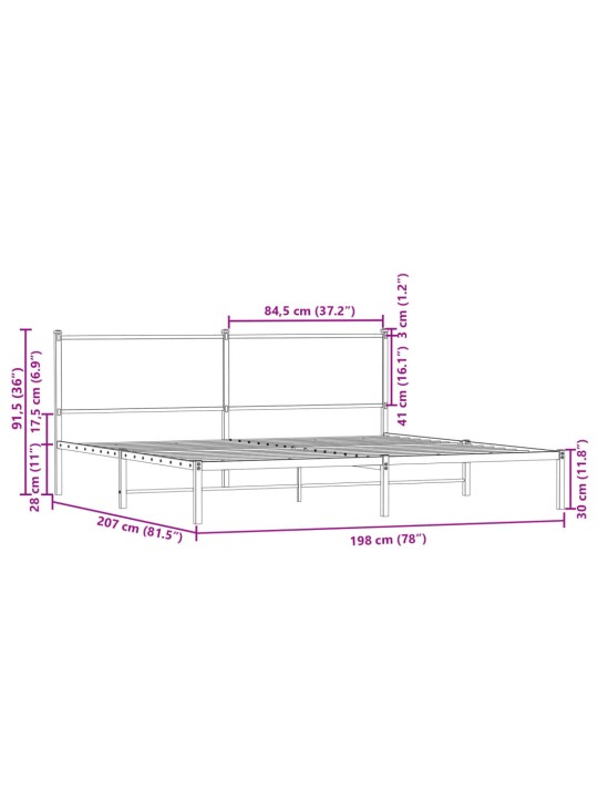 METALLIST VOODIRAAM ILMA MADRATSITA SUITSUTATUD TAMM 193X203 CM
