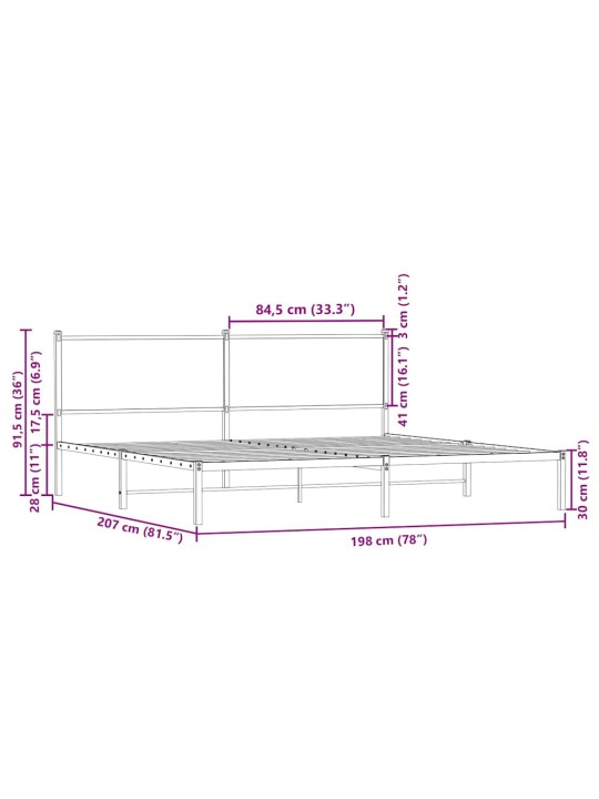 METALLIST VOODIRAAM ILMA MADRATSITA SONOMA TAMM 193X203 CM