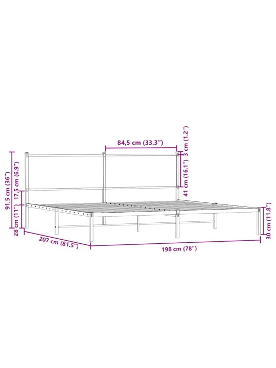 METALLIST VOODIRAAM ILMA MADRATSITA PRUUN TAMM 193X203 CM
