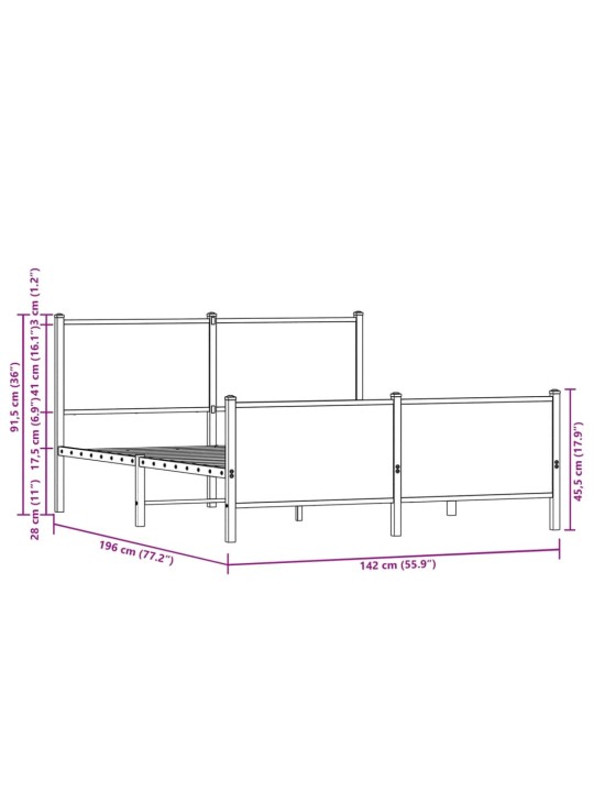 METALLIST VOODIRAAM ILMA MADRATSITA PRUUN TAMM 137X190 CM