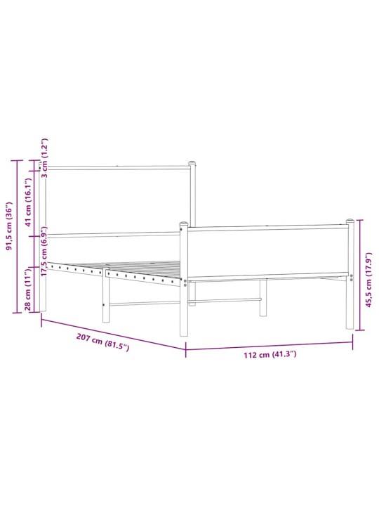 METALLIST VOODIRAAM ILMA MADRATSITA SUITSUTATUD TAMM 107X203 CM