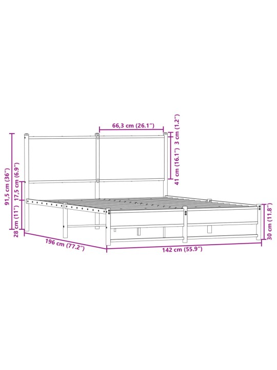 METALLIST VOODIRAAM ILMA MADRATSITA SONOMA TAMM 137X190 CM