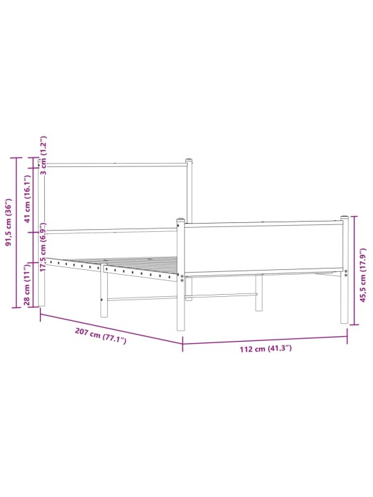 METALLIST VOODIRAAM ILMA MADRATSITA PRUUN TAMM 107X203 CM