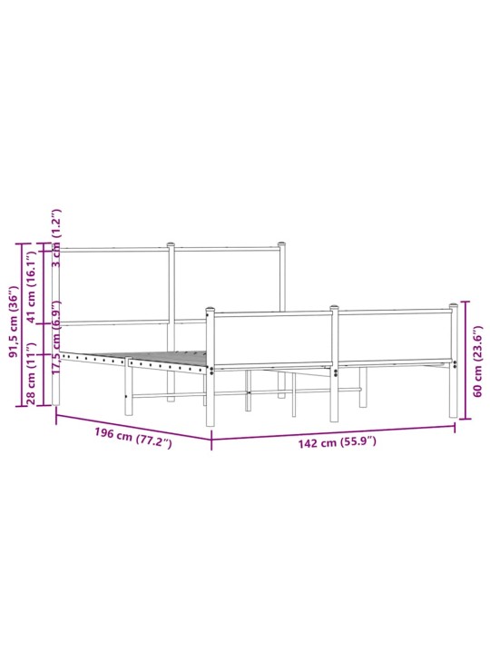 METALLIST VOODIRAAM ILMA MADRATSITA PRUUN TAMM 137X190 CM