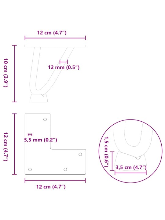 JUUKSENÕELJALAD KOHVILAUALE, 4 TK, NATURAALNE TERAS, 10 CM, TÄISTERAS