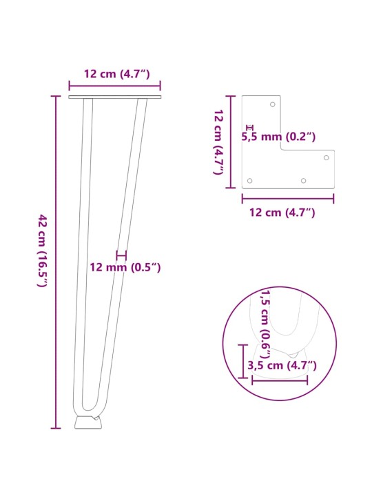 JUUKSENÕELJALAD KOHVILAUALE, 4 TK, NATURAALNE TERAS, 42 CM, TÄISTERAS