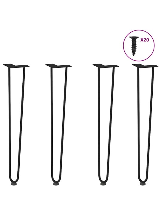 KONSOOLLAUA JUUKSENÕELJALAD 4 TK, MUSTAD, 72 CM, TÄISTERAS