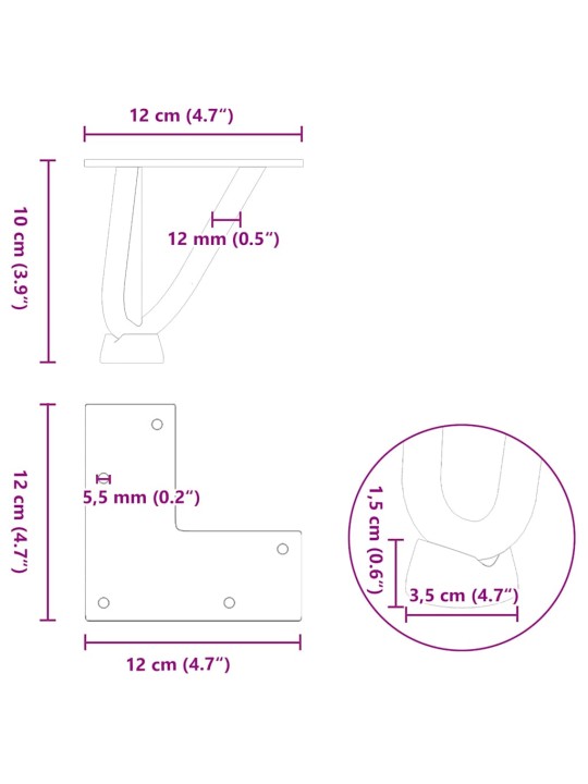 JUUKSENÕELJALAD KOHVILAUALE, 4 TK, VALGED, 10 CM, TÄISTERAS