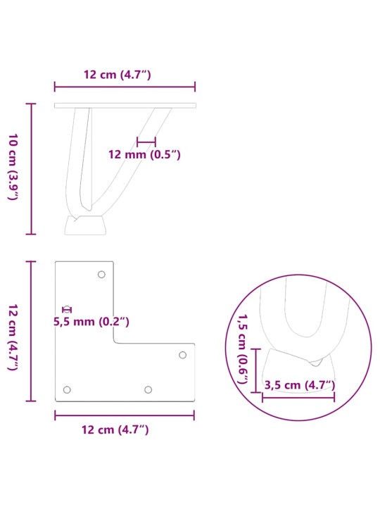 JUUKSENÕELJALAD KOHVILAUALE, 4 TK, ANTRATSIITHALL, 10 CM, TÄISTERAS
