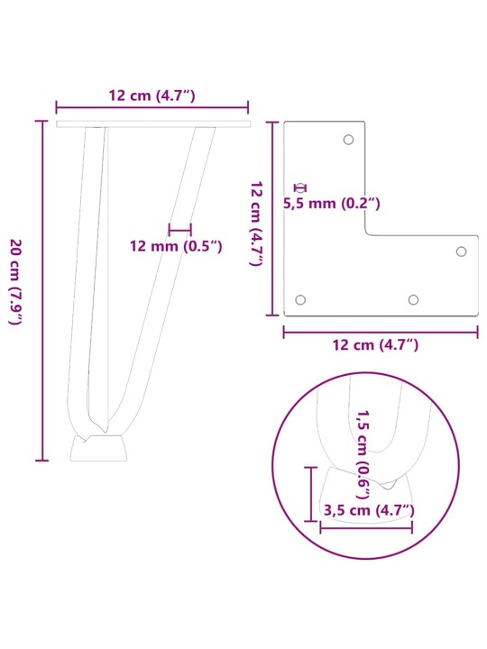 JUUKSENÕELJALAD KOHVILAUALE, 4 TK, ANTRATSIITHALL, 20 CM, TÄISTERAS