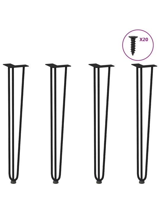 KONSOOLLAUA JUUKSENÕELJALAD 4 TK, MUSTAD, 72 CM, TÄISTERAS