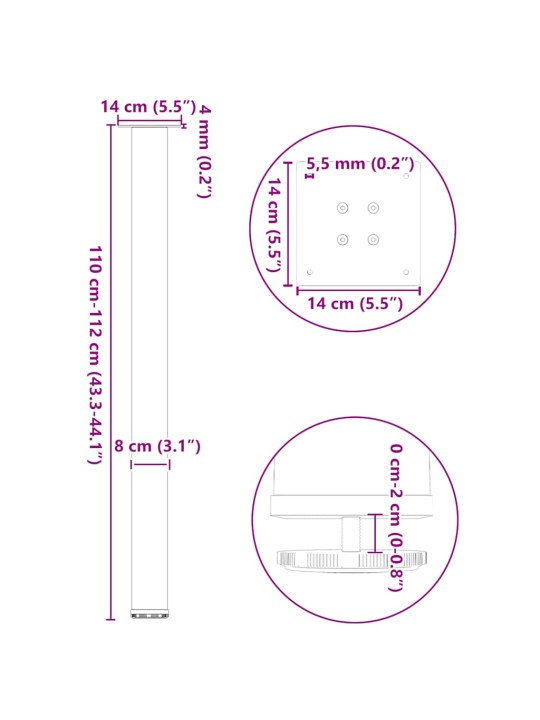 BAARILAUA JALAD 4 TK, NATURAALNE TERAS, 110–112 CM, TERAS