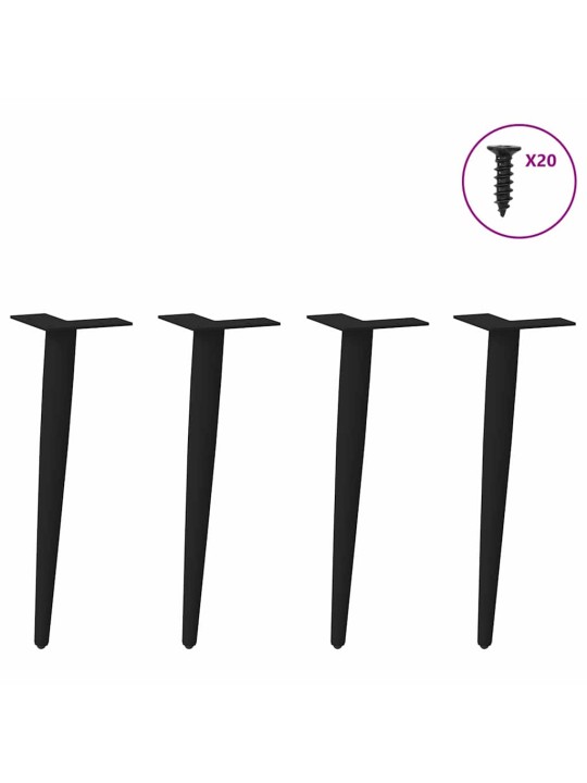 KOHVILAUA JALAD, KOONUSEKUJULISED, 4 TK, MUSTAD, 42–43 CM, TERASEST