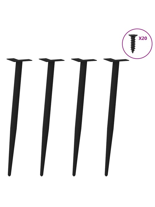 KONSOOLLAUA JALAD, KOONUSEKUJULISED, 4 TK, MUSTAD, 72–73 CM, TERASEST