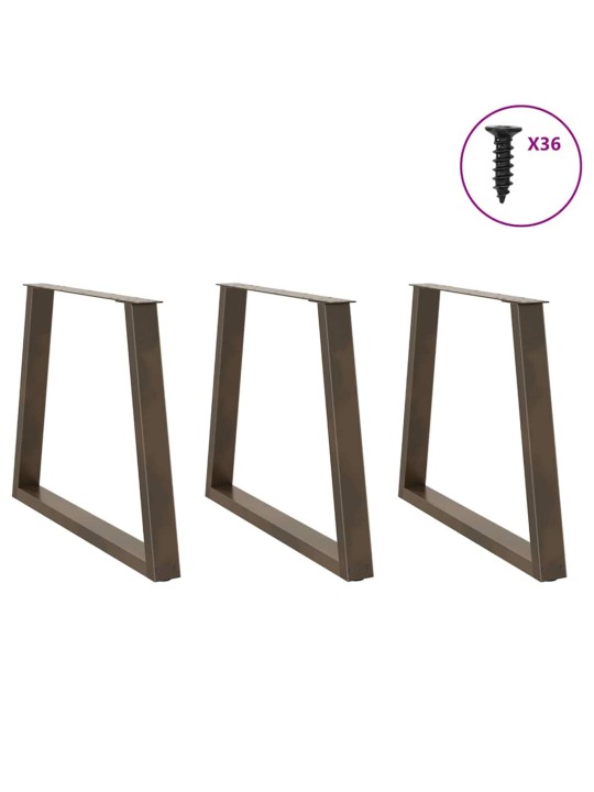 SÖÖGILAUA JALAD, V-KUJULISED, 3 TK, NATURAALNE TERAS, 80 X (72–73,3) CM, TERAS