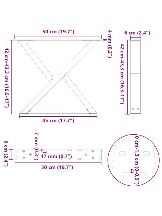KOHVILAUA JALAD 2 TK VALGED 50 X (42-43,3) CM TERASEST