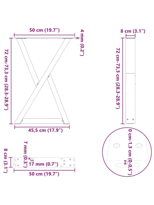 SÖÖGILAUA JALAD 2 TK, ANTRATSIITHALL, 50 X (72-73,3) CM, TERAS