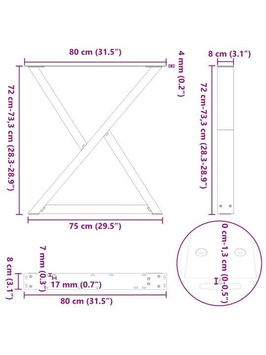 SÖÖGILAUA JALAD 2 TK, ANTRATSIITHALL, 80 X (72-73,3) CM, TERAS