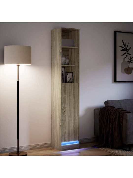 Puhvetkapp LED-tulega, sonoma tamm, 36x32,5x200 cm, tehispuit