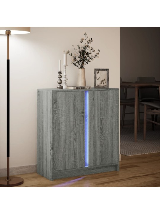 Puhvetkapp LED-tulega, hall sonoma tamm, 77x34x85 cm tehispuit