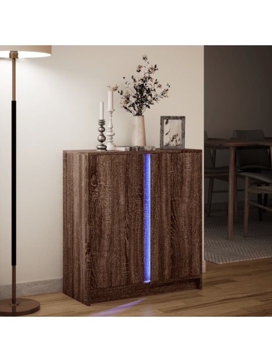 Puhvetkapp LED-tulega, pruun tamm, 77x34x85 cm, tehispuit