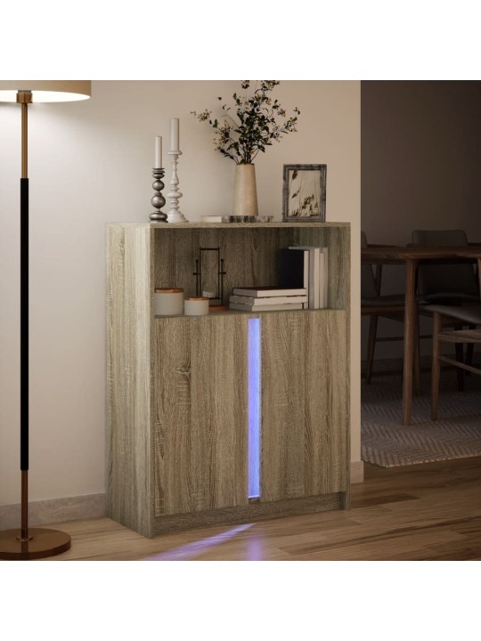 Puhvetkapp LED-tulega, sonoma tamm, 77 x 34 x 100 cm, tehispuit