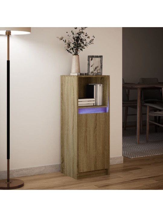 Puhvetkapp LED-tulega, sonoma tamm, 38x34x100 cm, tehispuit