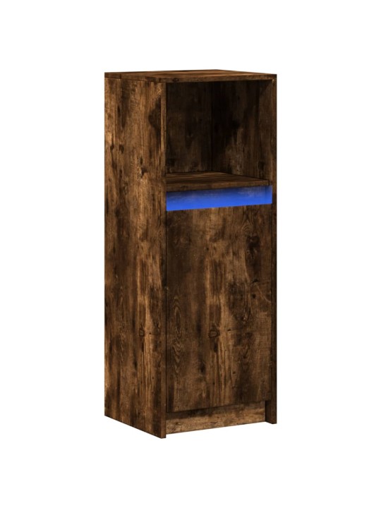 Puhvetkapp LED-tulega, suitsutatud tamm, 38x34x100 cm tehispuit