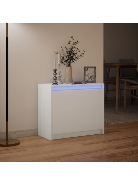 Puhvetkapp LED-tulega, valge, 72x34x61 cm, tehispuit